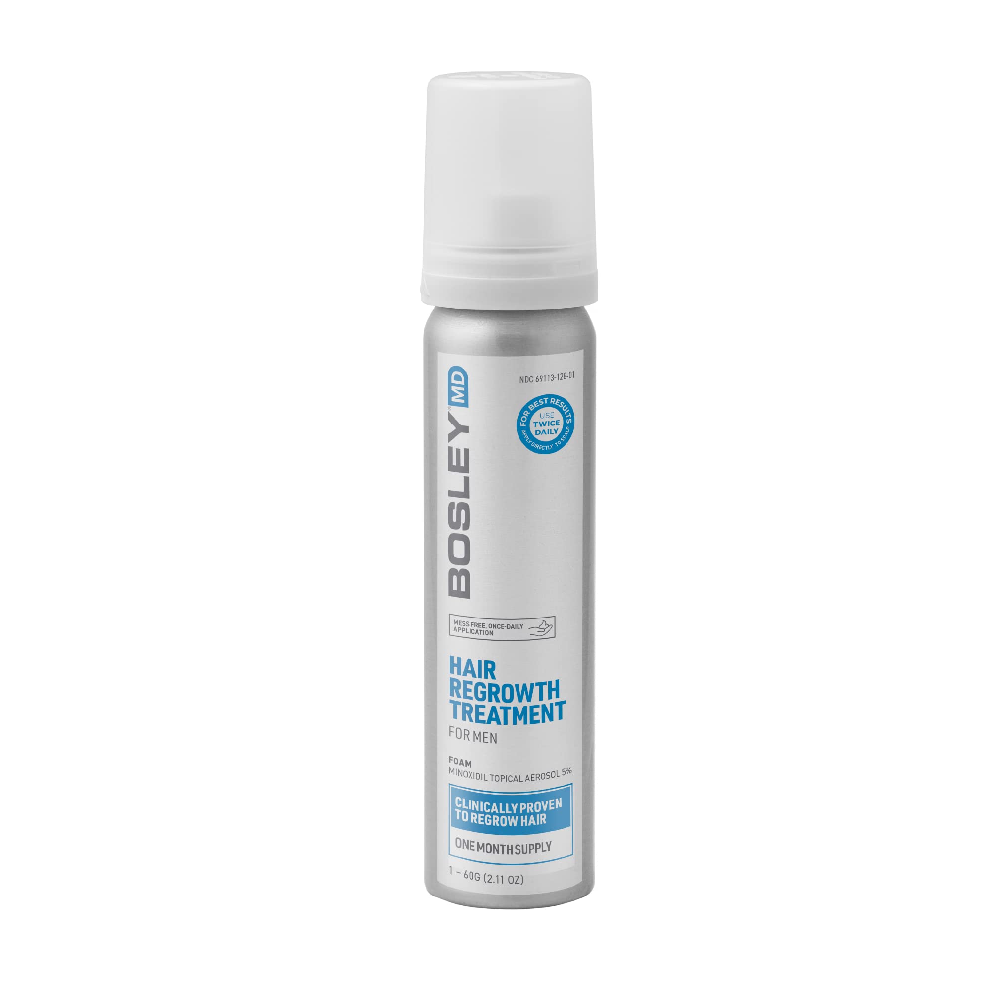 BosleyMD Minoxidil Foam Extra Strength Thinning Treatment for Hair Loss and Hair Regrowth for Men Women 5% Topical Solution Foam/Mousse 1-month supply 2 oz.