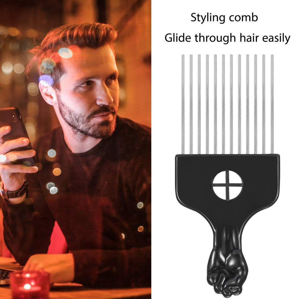 Wide Tooth Black ABS Steel Pin Comb