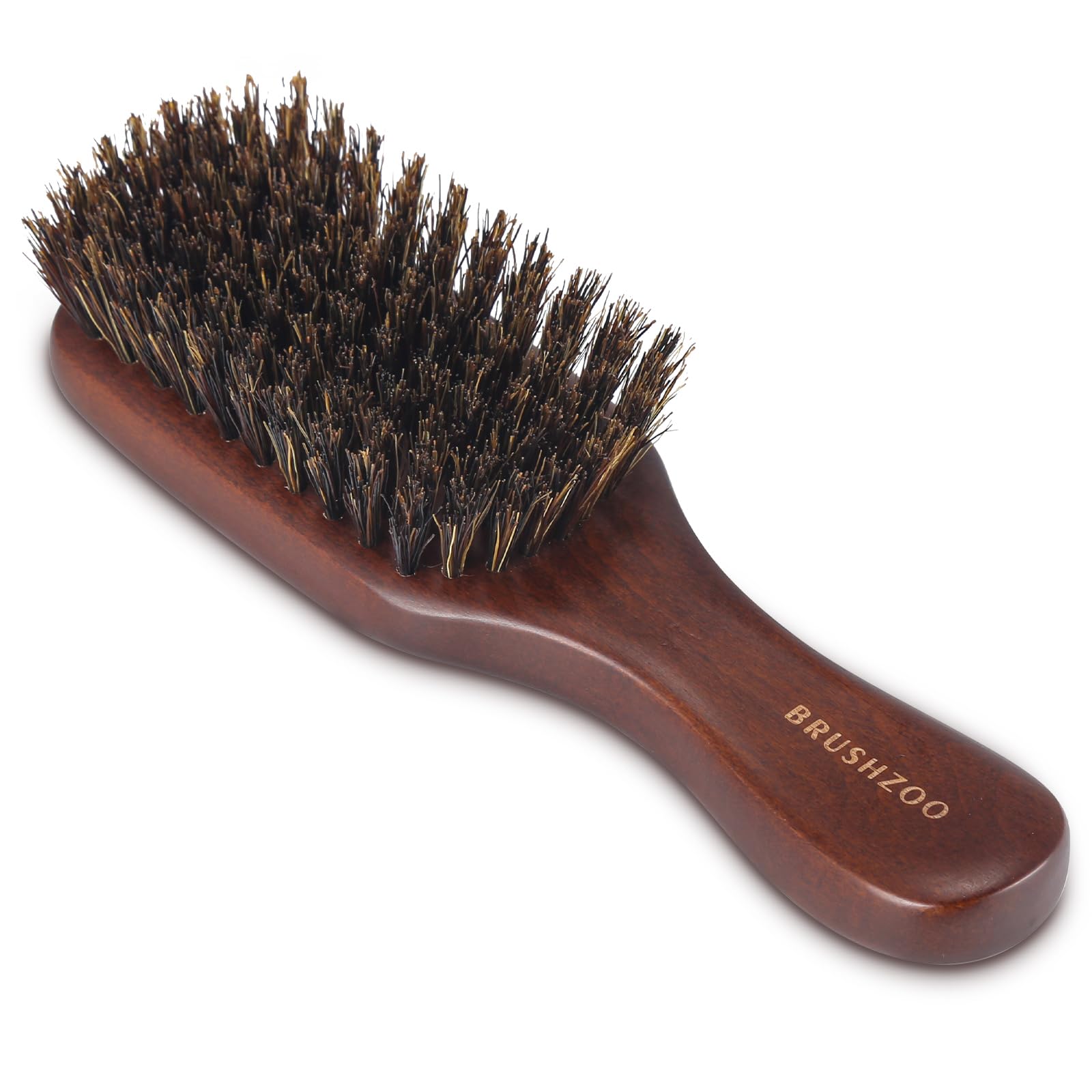 O BRUSHZOO Beard Brush for Men Smooths Softens Beard and Exfoliates Skin and Scalp 100% Boar Bristle Beard Brush for Beard & Short Hair Detangle add Natural Shine