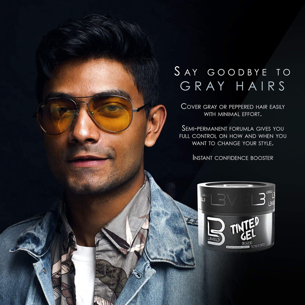Level 3 Tinted Gel Black - Temporary Black Hair Gel for Hair L3 - No Flaking And