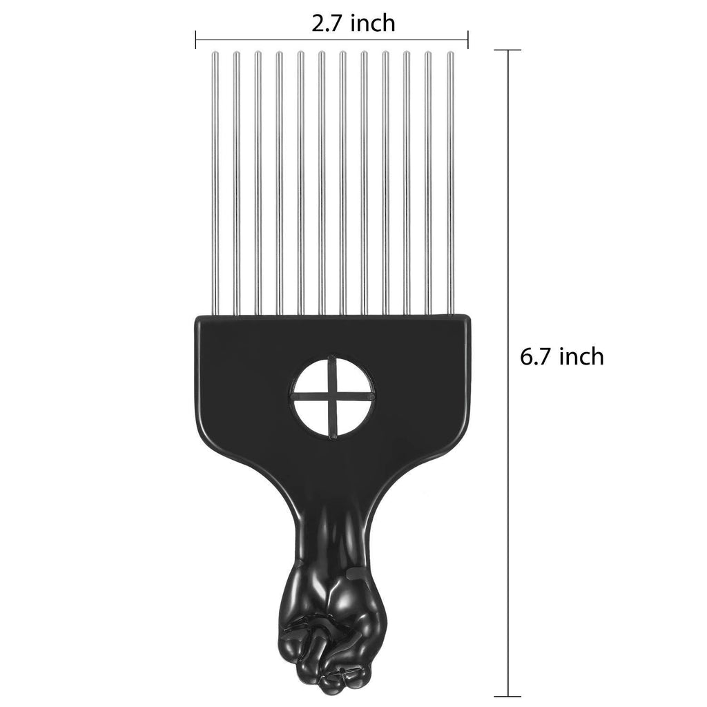 Wide Tooth Black ABS Steel Pin Comb