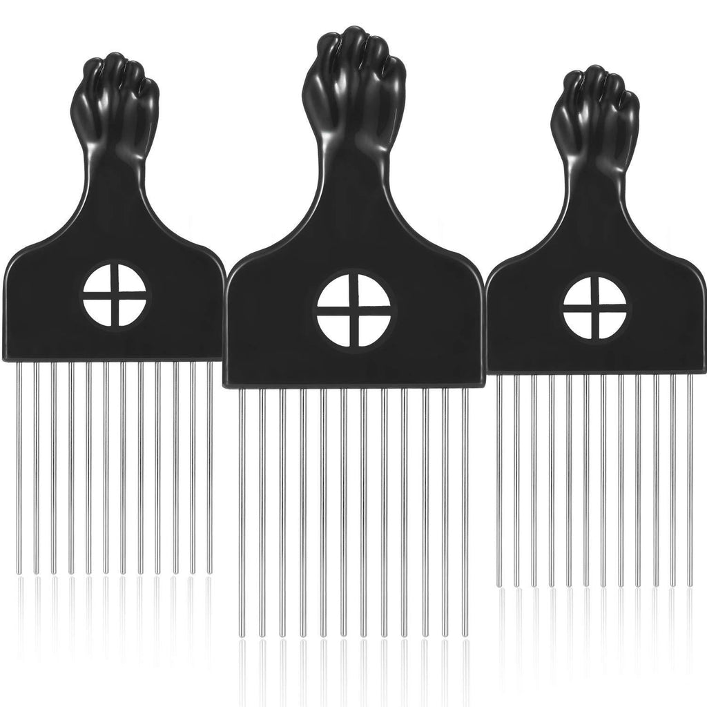 Wide Tooth Black ABS Steel Pin Comb