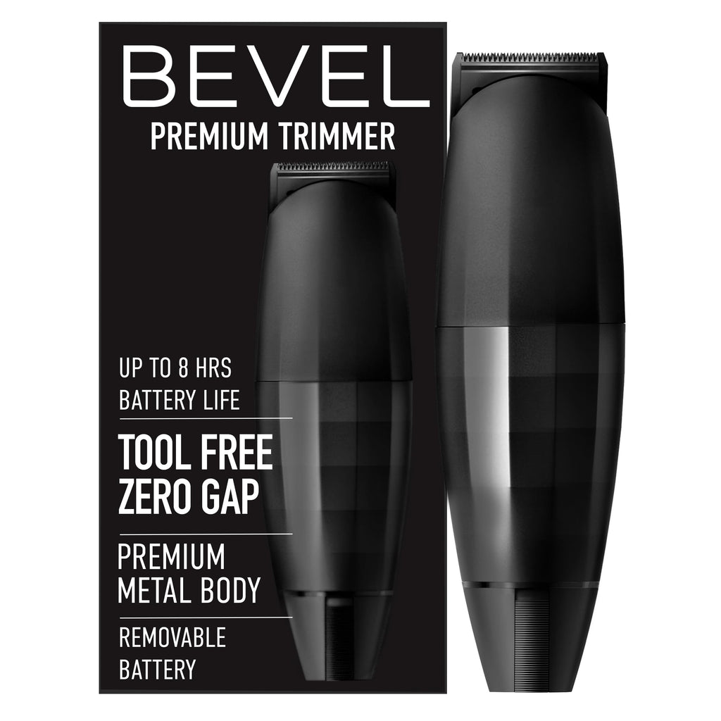 Bevel Beard Trimmer for Men - Black Edition Cordless Trimmer 8 Hour Rechargeable Battery Life Tool Free Adjustable Zero Gapped Blade Barber Supplies Mustache Trimmer
