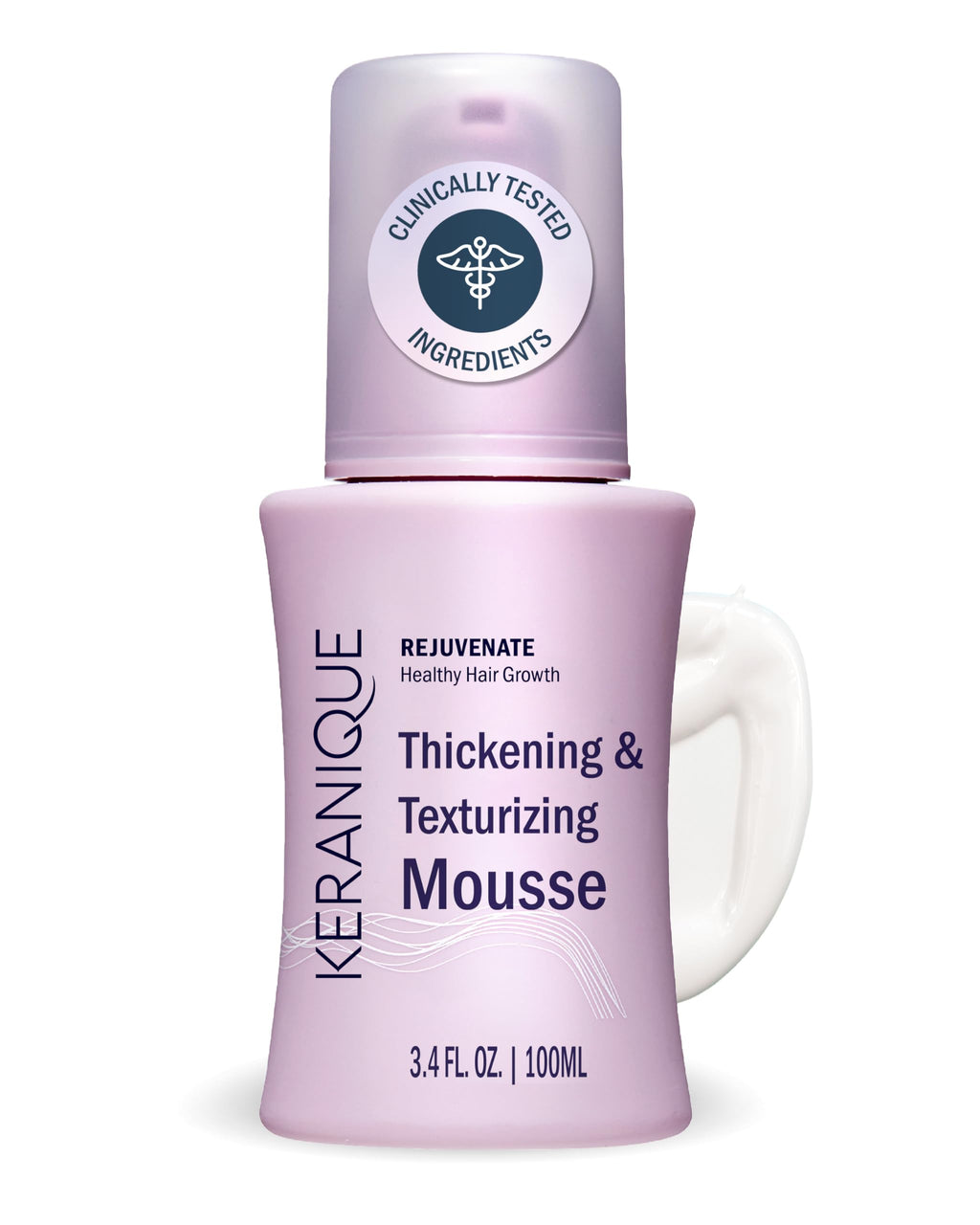 Keranique Volumizing Mousse for Women - Thickening and Styling Anti-Frizz Foam for Fine Straight Wavy and Curly Hair