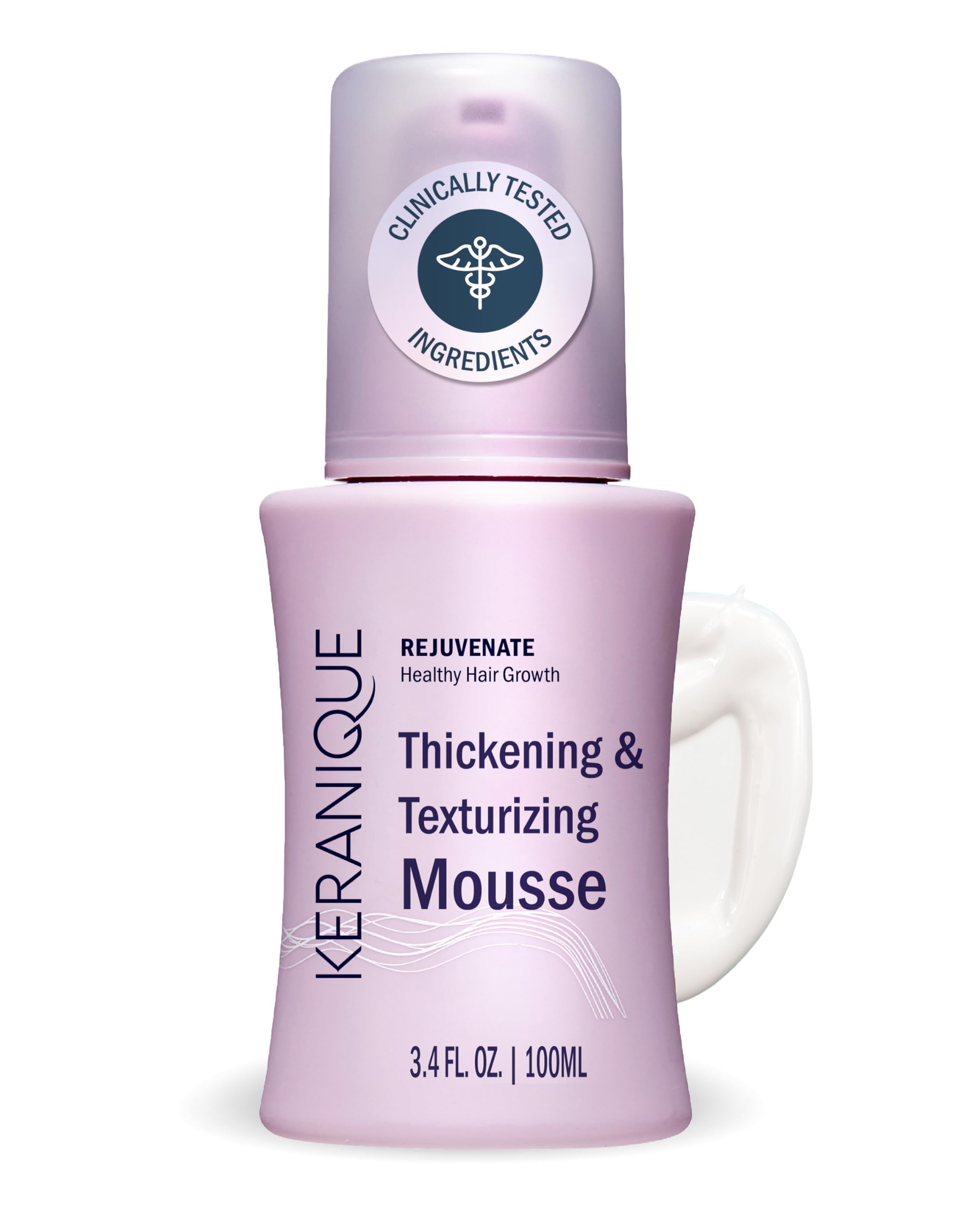 Keranique Volumizing Mousse for Women - Thickening and Styling Anti-Frizz Foam for Fine Straight Wavy and Curly Hair