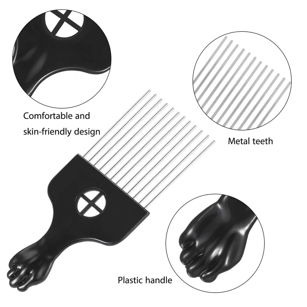Wide Tooth Black ABS Steel Pin Comb