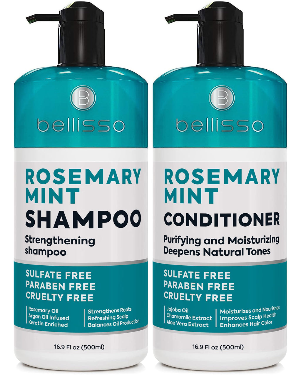 Rosemary Oil and Mint Shampoo and Conditioner Set - Sulfate Free with Peppermint - Moisturizing Products for Women and Men - Helps Flaky Dry Scalp and Dandruff - Salon Thickening for Thinning Hair