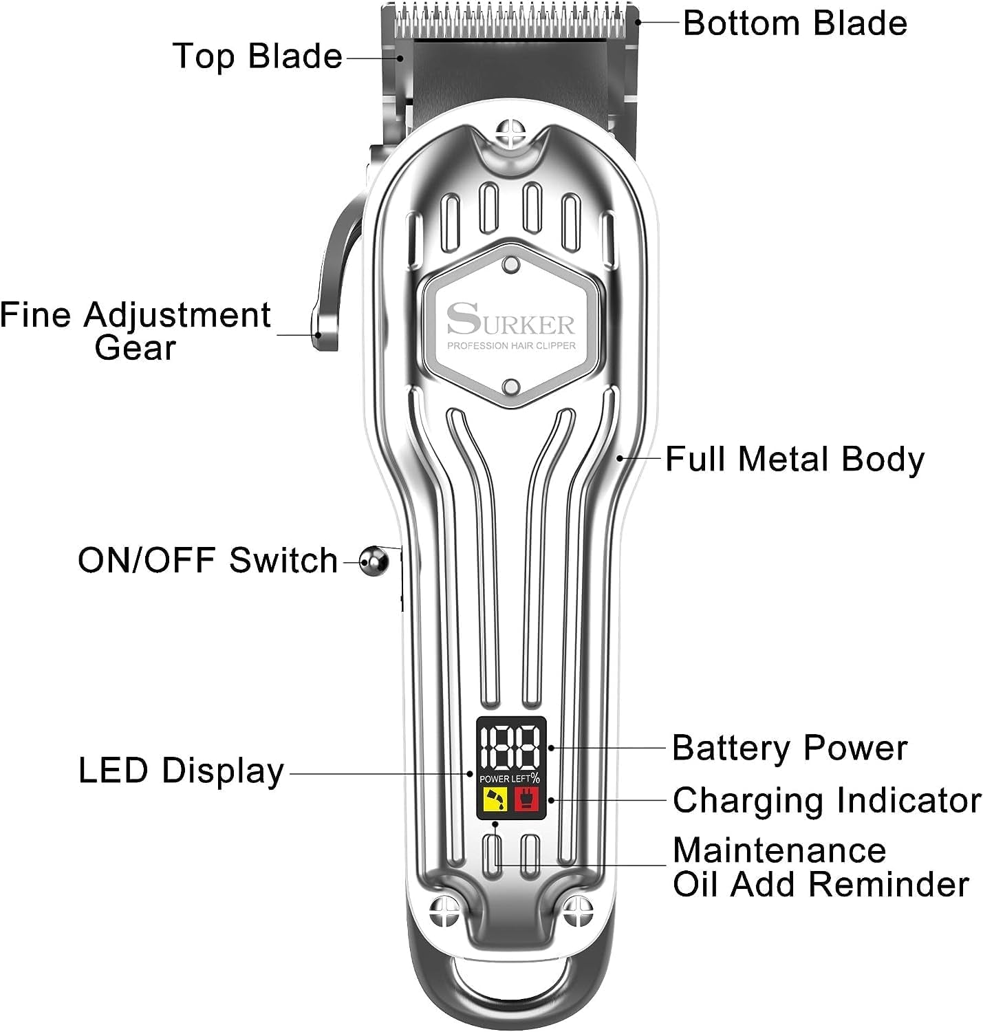 Mens Hair Clippers Cord Cordless Hair Trimmer Professional Haircut Kit for Men Rechargeable LED Display